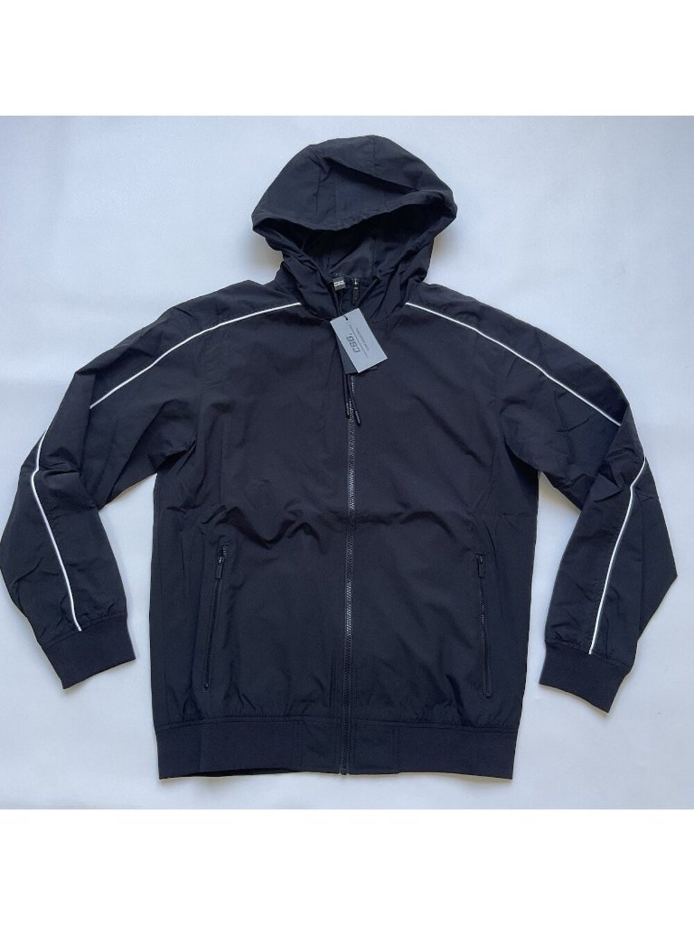 $60 CSG Men’s Icon Windbreaker Hooded Jacket In Black Full Zip Training Size M